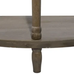 Kirkland's Home Console Tables-Beige Wood And Metal Half Moon Console Table