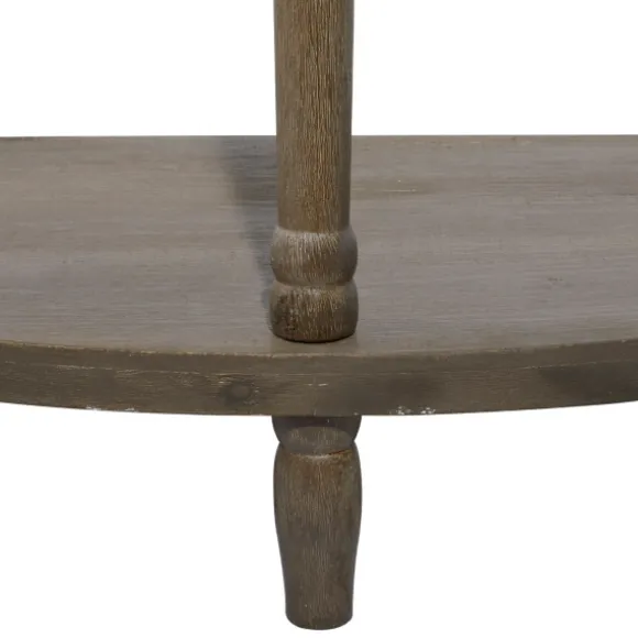 Kirkland's Home Console Tables-Beige Wood And Metal Half Moon Console Table