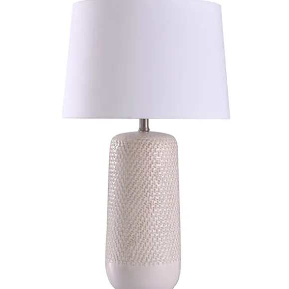 Kirkland's Home Table Lamps-Beige Woven Ceramic Wicker Table Lamp