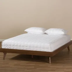 Kirkland's Home Beds & Headboards-Benjamin Walnut Tapered Leg King Bed Frame