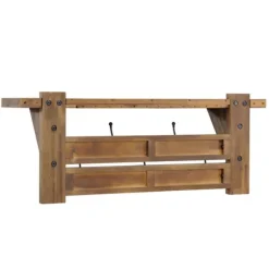 Kirkland's Home Hooks-Beth Acacia Wood Wall Shelf With Hooks