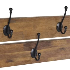 Kirkland's Home Hooks-Beth Acacia Wood Wall Shelf With Hooks