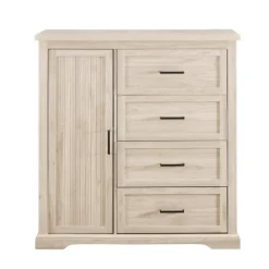 Kirkland's Home Dressers & Chests-Birch Grooved 4-Drawer Dresser With Wardrobe
