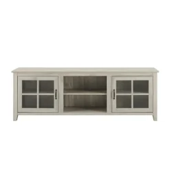 Kirkland's Home Tv Stands & Media Consoles-Birch Wood And Glass Door Tv Stand