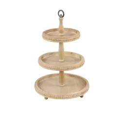 Kirkland's Home Decorative Trays-Birch Wood 3-Tiered Tray