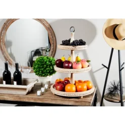 Kirkland's Home Decorative Trays-Birch Wood 3-Tiered Tray