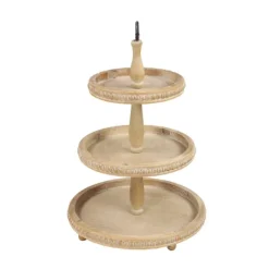 Kirkland's Home Decorative Trays-Birch Wood 3-Tiered Tray