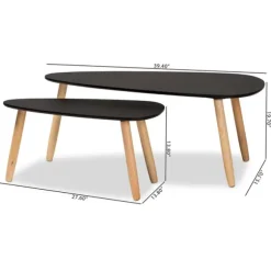 Kirkland's Home Coffee Tables-Black And Brown Wood Coffee Tables, Set Of 2