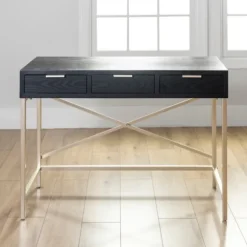 Kirkland's Home Office Furniture-Black And Gold Blake Desk