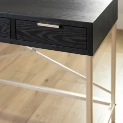 Kirkland's Home Office Furniture-Black And Gold Blake Desk