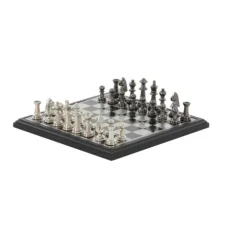Kirkland's Home Statues & Figurines-Black And Gray Beveled Board Aluminum Chess Set