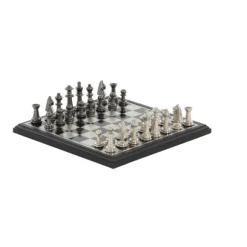 Kirkland's Home Statues & Figurines-Black And Gray Beveled Board Aluminum Chess Set