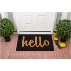 Kirkland's Home Doormats-Black And Natural Coir Hello Doormat, 36X24 In.