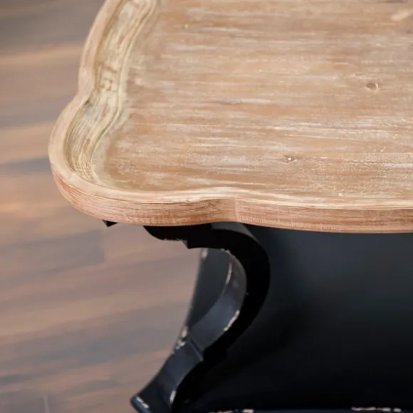 Kirkland's Home Coffee Tables-Black And Natural Corina Scalloped Coffee Table