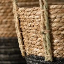 Kirkland's Home Baskets & Boxes-Black And Natural Rattan Woven Baskets, Set Of 2