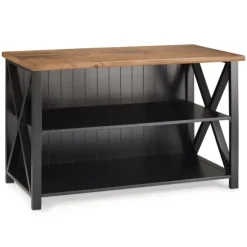 Kirkland's Home Console Tables-Black And Rustic Oak Wood Farmhouse Console Table