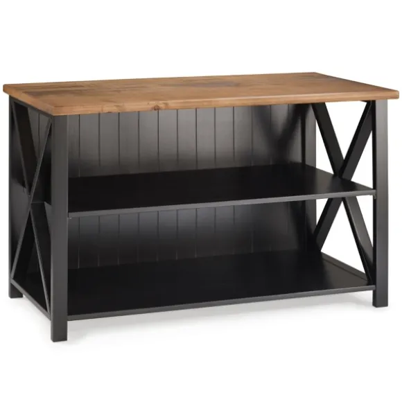 Kirkland's Home Console Tables-Black And Rustic Oak Wood Farmhouse Console Table