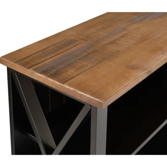 Kirkland's Home Console Tables-Black And Rustic Oak Wood Farmhouse Console Table