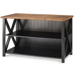 Kirkland's Home Console Tables-Black And Rustic Oak Wood Farmhouse Console Table