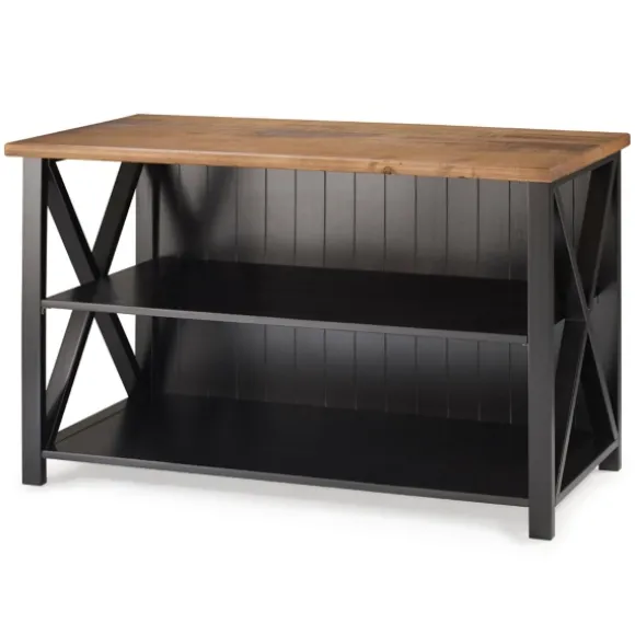Kirkland's Home Console Tables-Black And Rustic Oak Wood Farmhouse Console Table