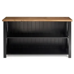 Kirkland's Home Console Tables-Black And Rustic Oak Wood Farmhouse Console Table