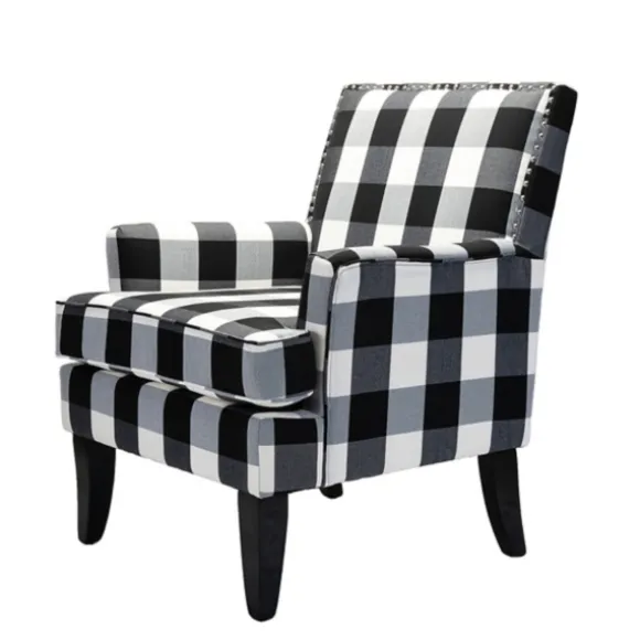 Kirkland's Home Accent Chairs-Black And White Buffalo Check Armchair