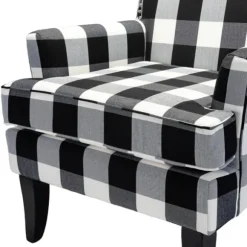 Kirkland's Home Accent Chairs-Black And White Buffalo Check Armchair