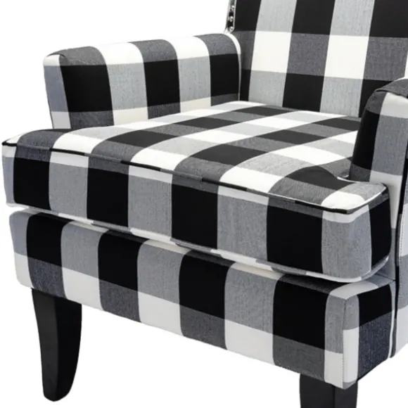 Kirkland's Home Accent Chairs-Black And White Buffalo Check Armchair