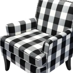 Kirkland's Home Accent Chairs-Black And White Buffalo Check Armchair