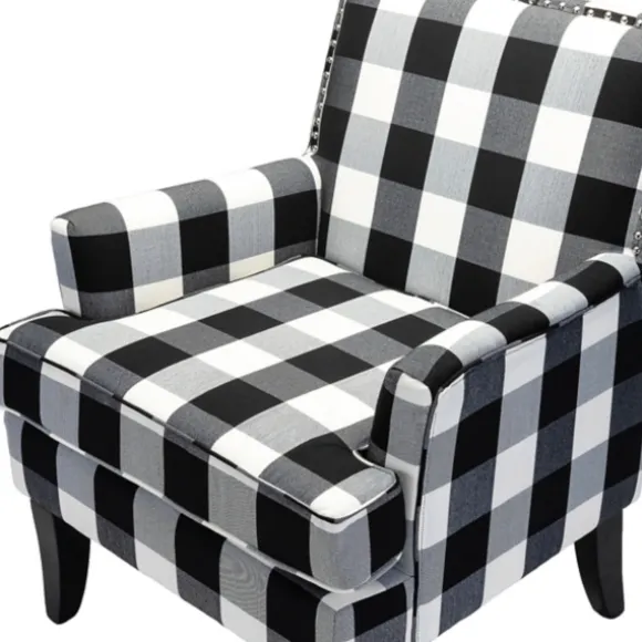 Kirkland's Home Accent Chairs-Black And White Buffalo Check Armchair