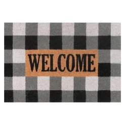 Kirkland's Home Doormats-Black And White Buffalo Check Doormat