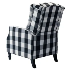 Kirkland's Home Accent Chairs-Black And White Buffalo Check Wingback Recliner