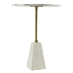 Kirkland's Home Accent & End Tables-Black And White Chevron Marble Accent Table