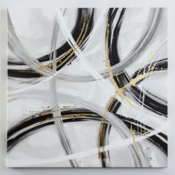 Kirkland's Home Canvas Art-Black And White Foiled Abstract Canvas Art Print