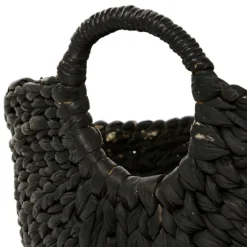 Kirkland's Home Baskets & Boxes-Black And White Seagrass Ring Handle Basket