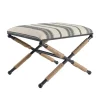 Kirkland's Home Benches & Ottomans-Black And White Striped Upholstered Ottoman