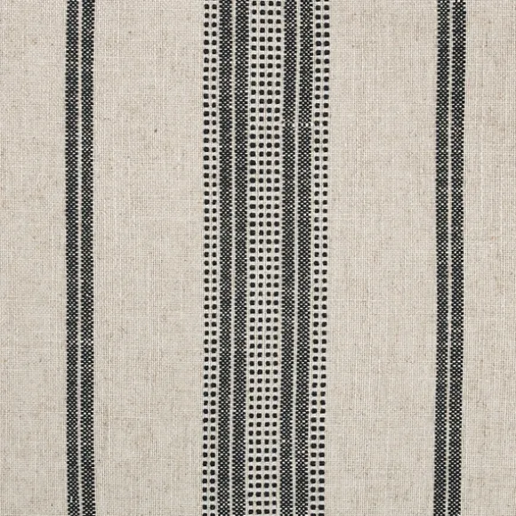 Kirkland's Home Benches & Ottomans-Black And White Striped Upholstered Ottoman