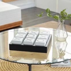 Kirkland's Home Decorative Accents-Black And White Wooden Tic Tac Toe Board