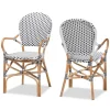 Kirkland's Home Dining Chairs-Black And White Woven Dining Chairs, Set Of 2