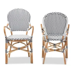 Kirkland's Home Dining Chairs-Black And White Woven Dining Chairs, Set Of 2