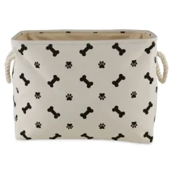 Kirkland's Home Baskets & Boxes-Black Bone And Paw Print Rectangle Pet Basket