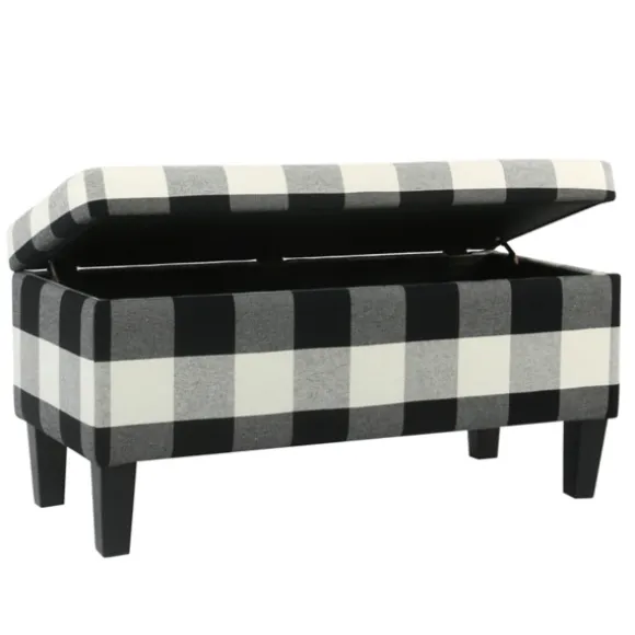 Kirkland's Home Benches & Ottomans-Black Buffalo Check Storage Bench