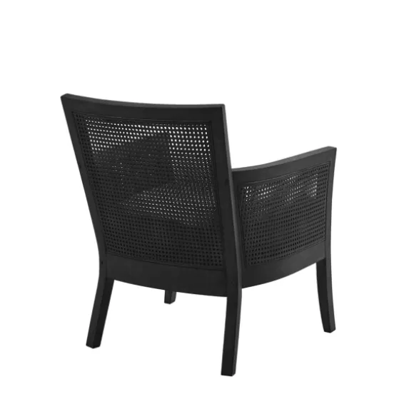 Kirkland's Home Accent Chairs-Black Cane Cushioned Accent Chair