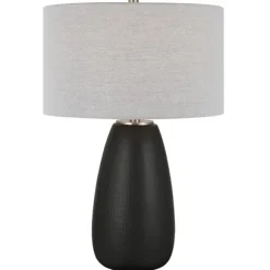 Kirkland's Home Table Lamps-Black Ceramic Gridline Table Lamp