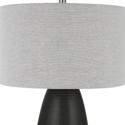 Kirkland's Home Table Lamps-Black Ceramic Gridline Table Lamp