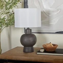 Kirkland's Home Table Lamps-Black Ceramic Hourglass Simple Small Table Lamp