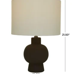Kirkland's Home Table Lamps-Black Ceramic Hourglass Simple Small Table Lamp