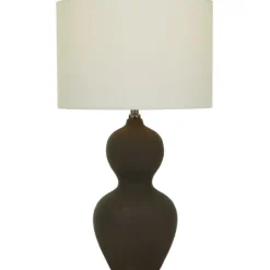 Kirkland's Home Table Lamps-Black Ceramic Hourglass Simple Large Table Lamp
