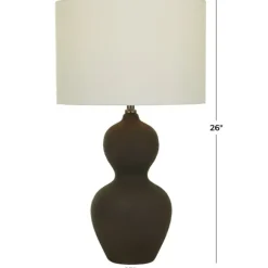 Kirkland's Home Table Lamps-Black Ceramic Hourglass Simple Large Table Lamp