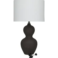 Kirkland's Home Table Lamps-Black Ceramic Hourglass Simple Large Table Lamp